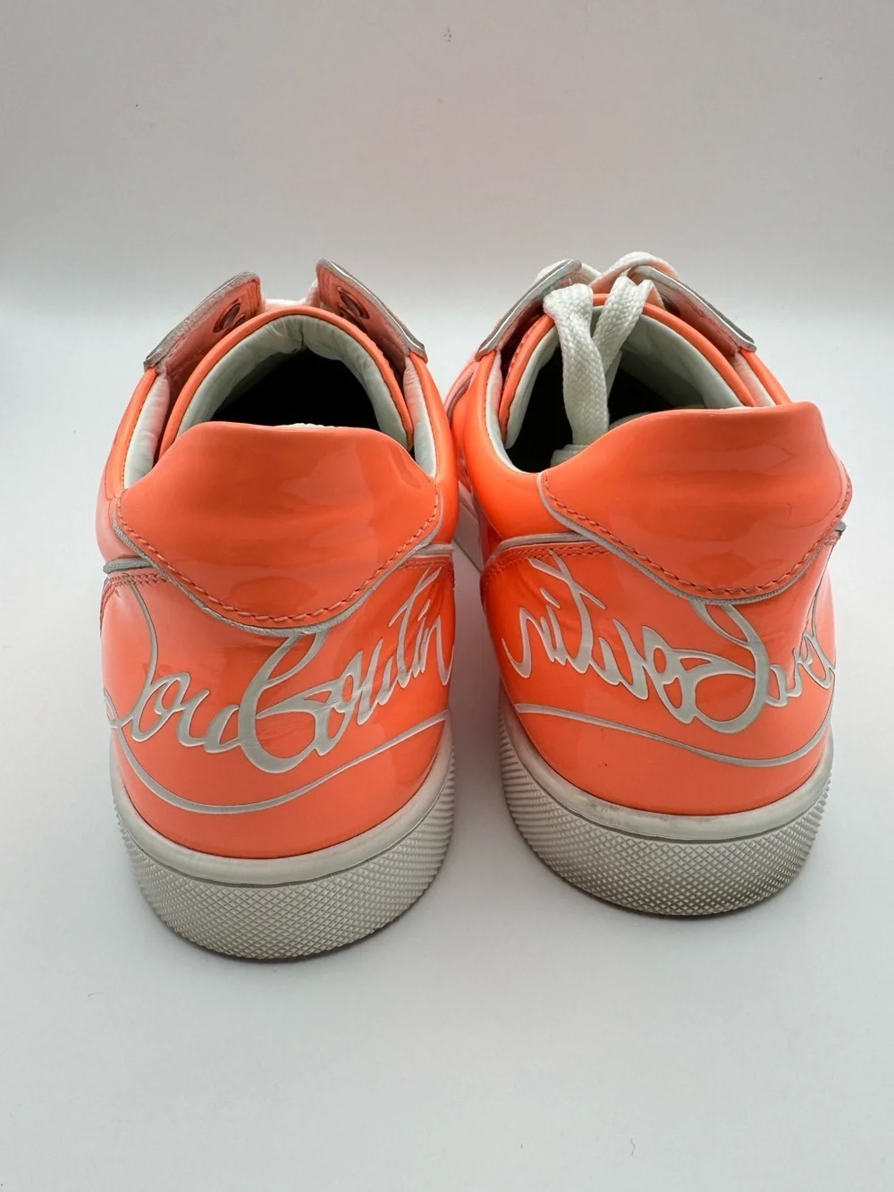 Christian Louboutin Neon Coral Patent Leather Low Top Sneakers Women’s EU 36